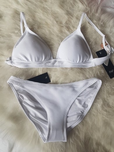 White Ribbed Triangle Bikini